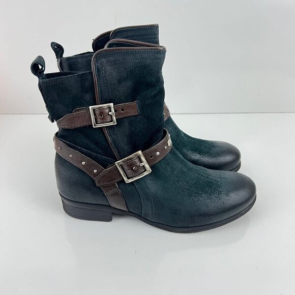 Miz Mooz Sammie Indigo Blue Buckle Ankle Boots Size 38 7.5-8 M - Picture 2 of 11